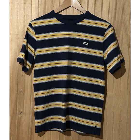 Vans XL Striped Navy Blue Yellow Gold Striped Men’s XL  T Shirt - Picture 1 of 5